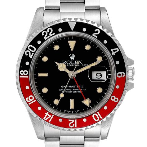 rolex gmt master ii black and red bezel|rolex gmt ii coke bezel.